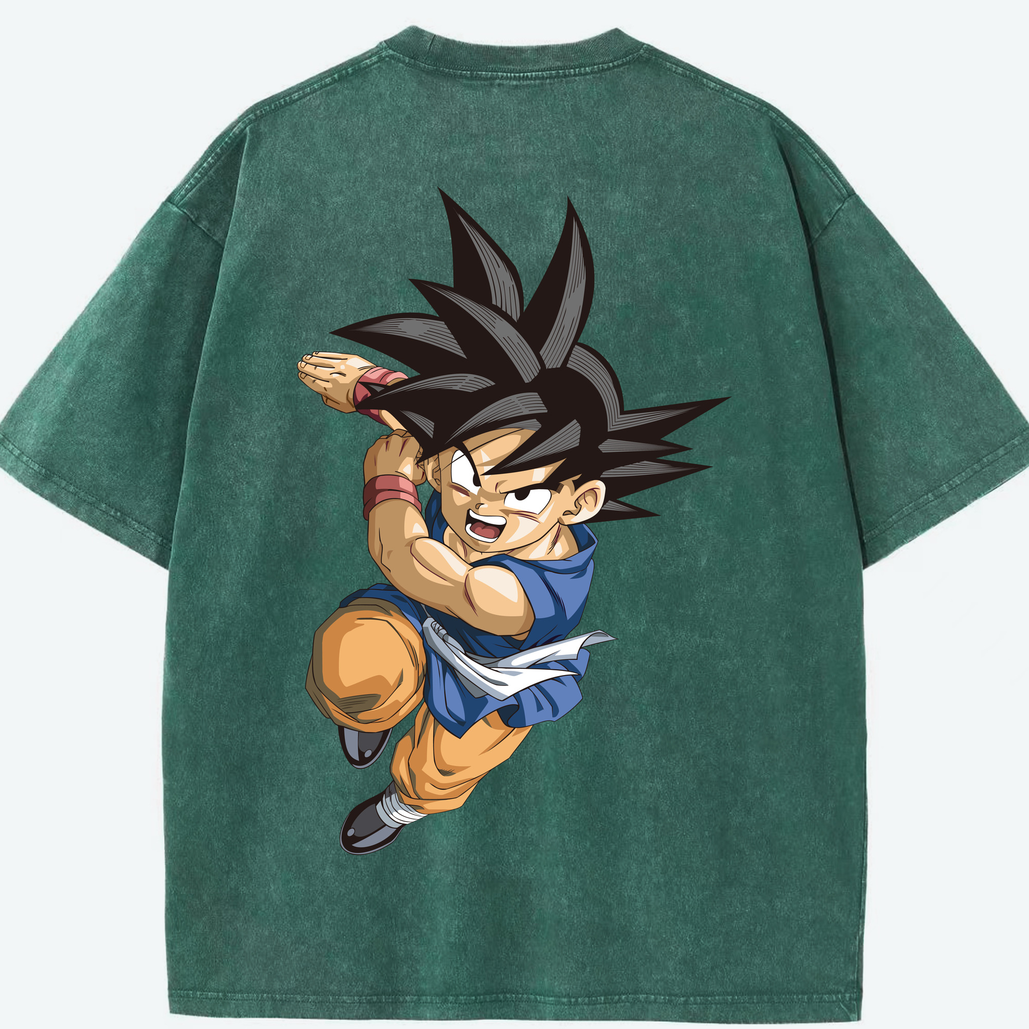 （画像用） ドラゴンボール 孫悟空（そん ごくう）Son Goku カカロット DRAGON BALL Kakarotto 綿100% ヴィンテージ風 半袖Tシャツ（背面プリント）